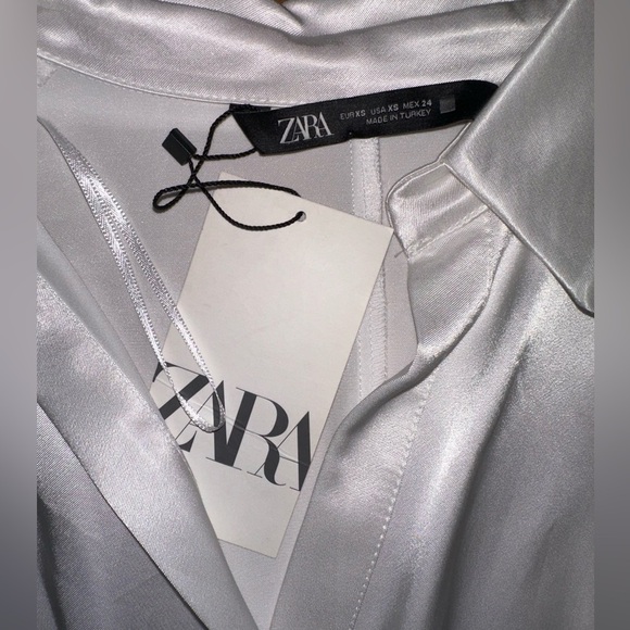 ZARA SATIN EFFECTS SHIRT DRESS - Picture 2 of 6